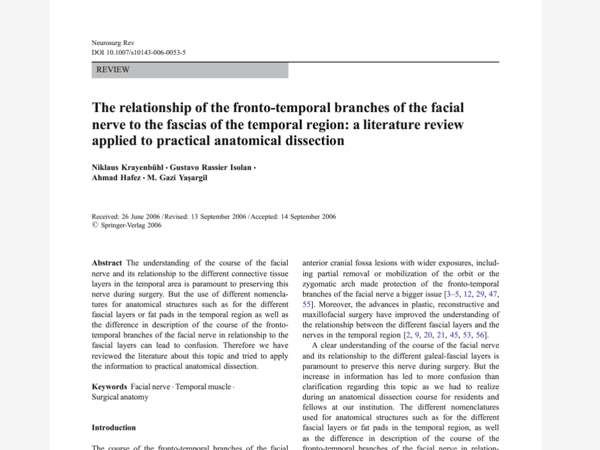 Anatomia Microcirúrgica do Ramo Frontal do Nervo Facial